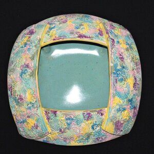 Colourful Artist Signed Flower Pot | Handmade Square Planter